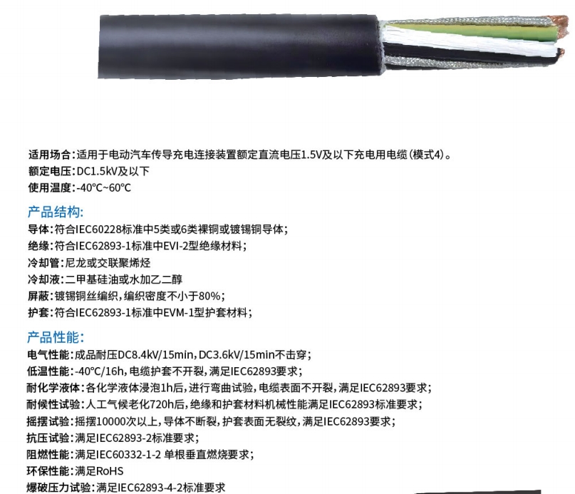 標準液冷直流充電樁電纜 標準液冷直流充電樁電纜